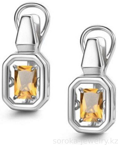 Серьги из серебра с танцующим цитрином (9800029005588 )