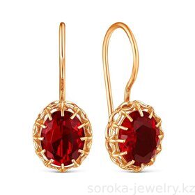 Серьги из золоченого серебра с красными камнями (2350000863210 )