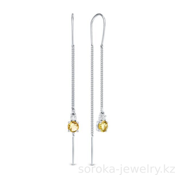 Серьги из серебра с цитрином (9800025103905 )