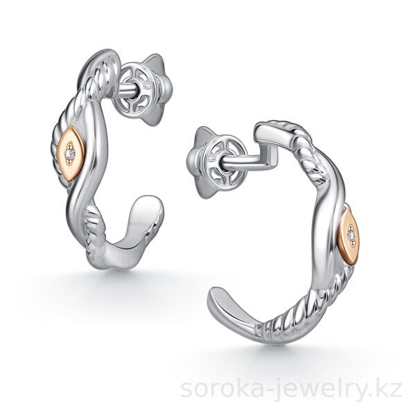 Серьги из серебра с накладкой из золота серебра (9800031517109 )