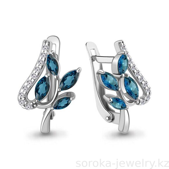 Серьги из серебра веточка с топазами (33521471 )
