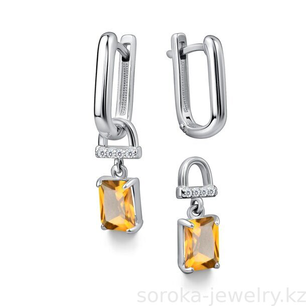 Серьги из серебра с Цитрином (9800028117398 )