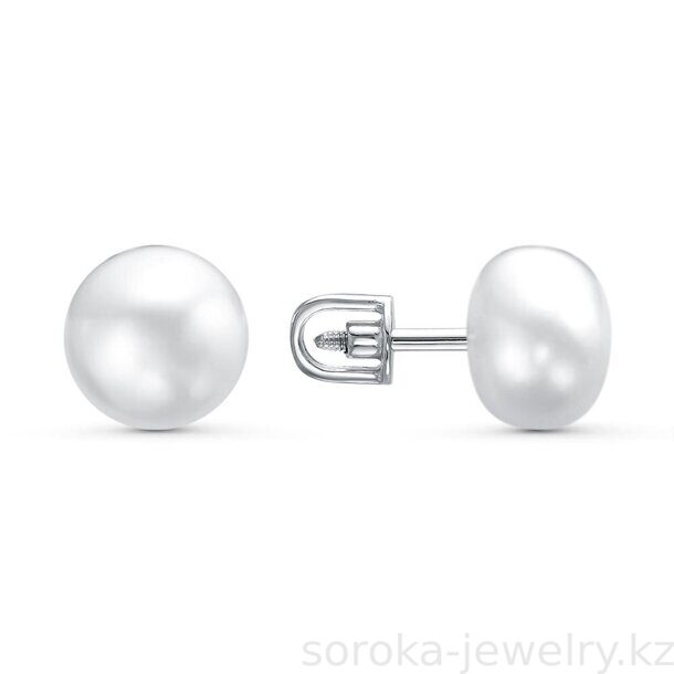Серьги из серебра пусетя с жемчугом (6432303714258146 )