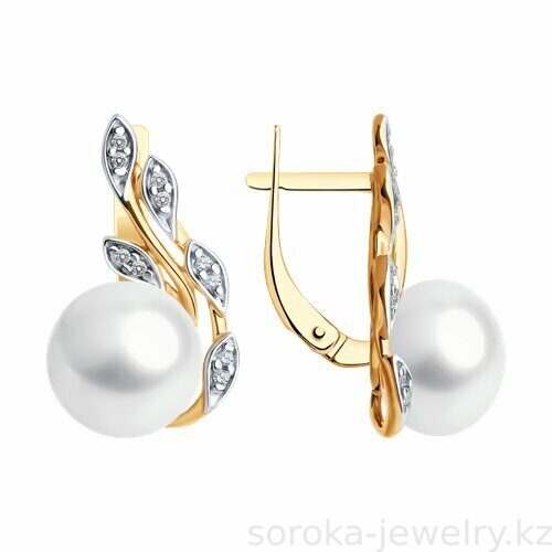 Серьги из золочёного серебра с жемчугом (9134022924103 )