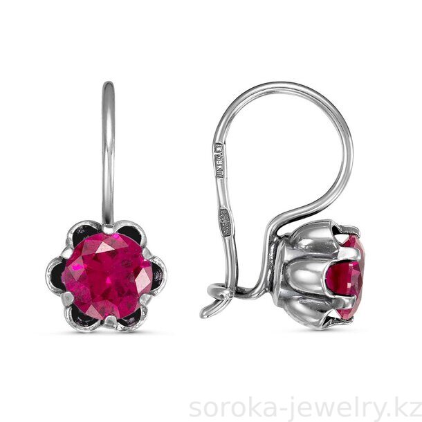 Серьги из черненого серебра с рубином (6432400451672670 )