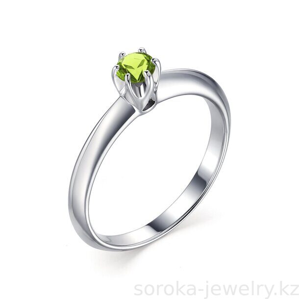 Кольцо из серебра с хризолитом (9800007828468 )