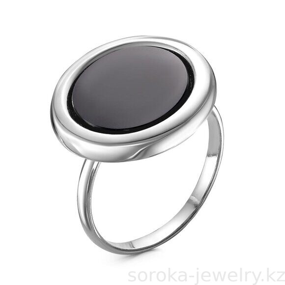 Кольцо из серебра черный круг (6432205456131098 )