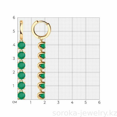 Серьги из золоченого серебра с зеленым агатом (9178094836025 )