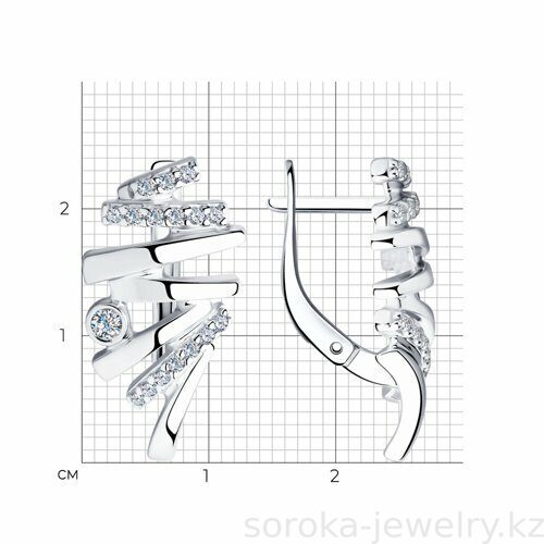 Серьги из серебра с фианитами линии (9178061592176 )