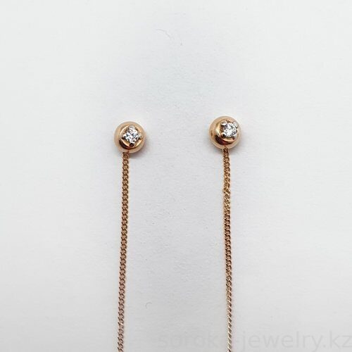 Серьги из золоченого серебра протяжки с фианитом (32458468 )