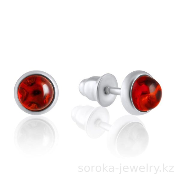 Серьги из серебра пусет с янтарем (7505151301561 )
