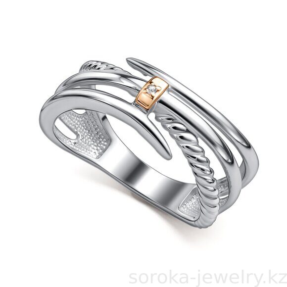 Кольцо из серебра с накладкой из золота серебра (9800031666487 )