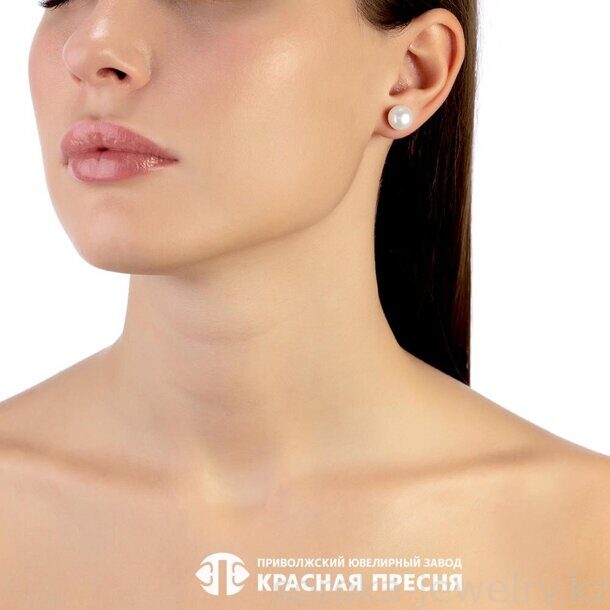 Серьги из серебра пусетя с жемчугом (6432303714258146 )